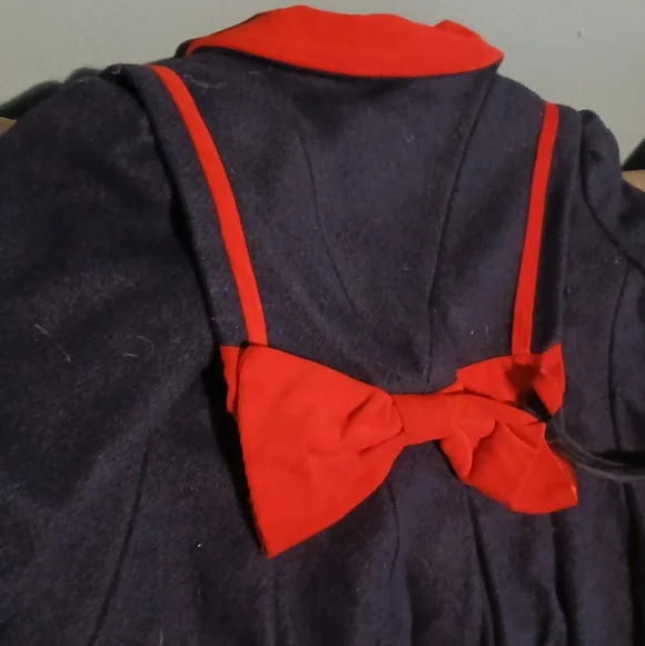 Rothchilds Toddler Girls. Red and Navy Pea Coat with Hat.  Size 3 Toddler. - Picture 14 of 16